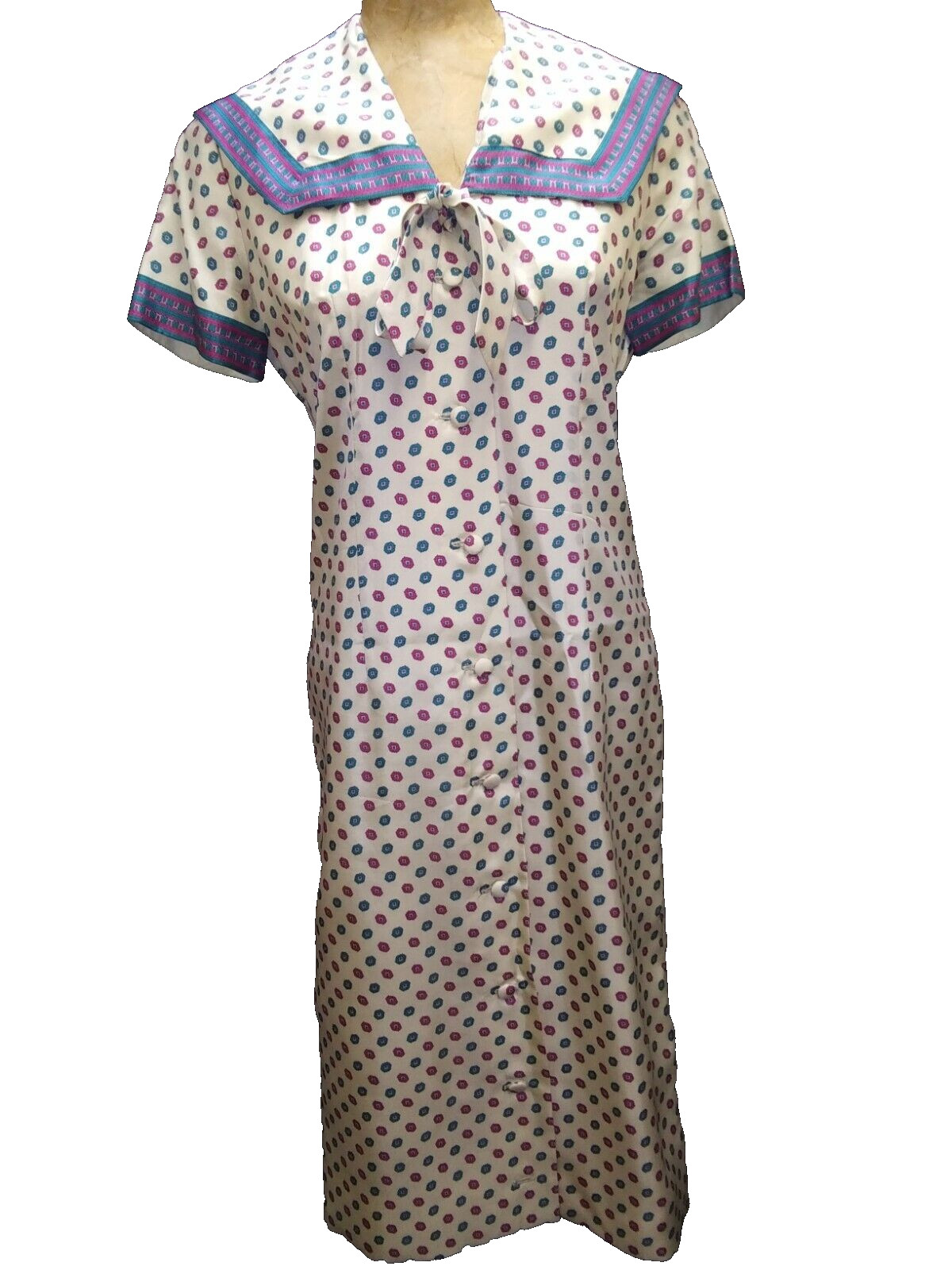 Vintage 1960s Tan Dark Red Green Acetate Dress by Alexander’s S