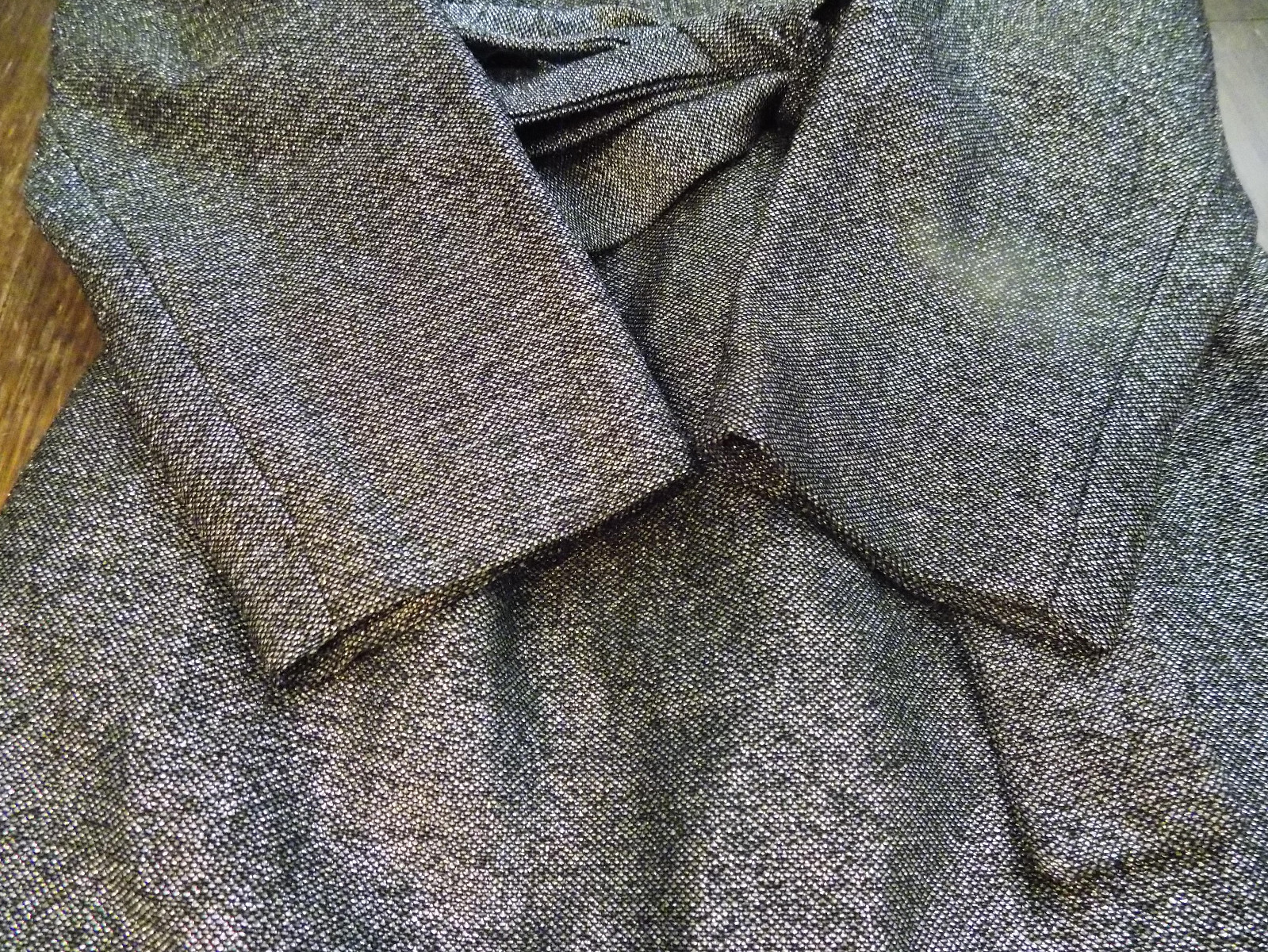 Vtg FAB Shimmer Silver Lame Dress J Harlan Mod Mini Tie Belt Gold Lace Trim Sz S