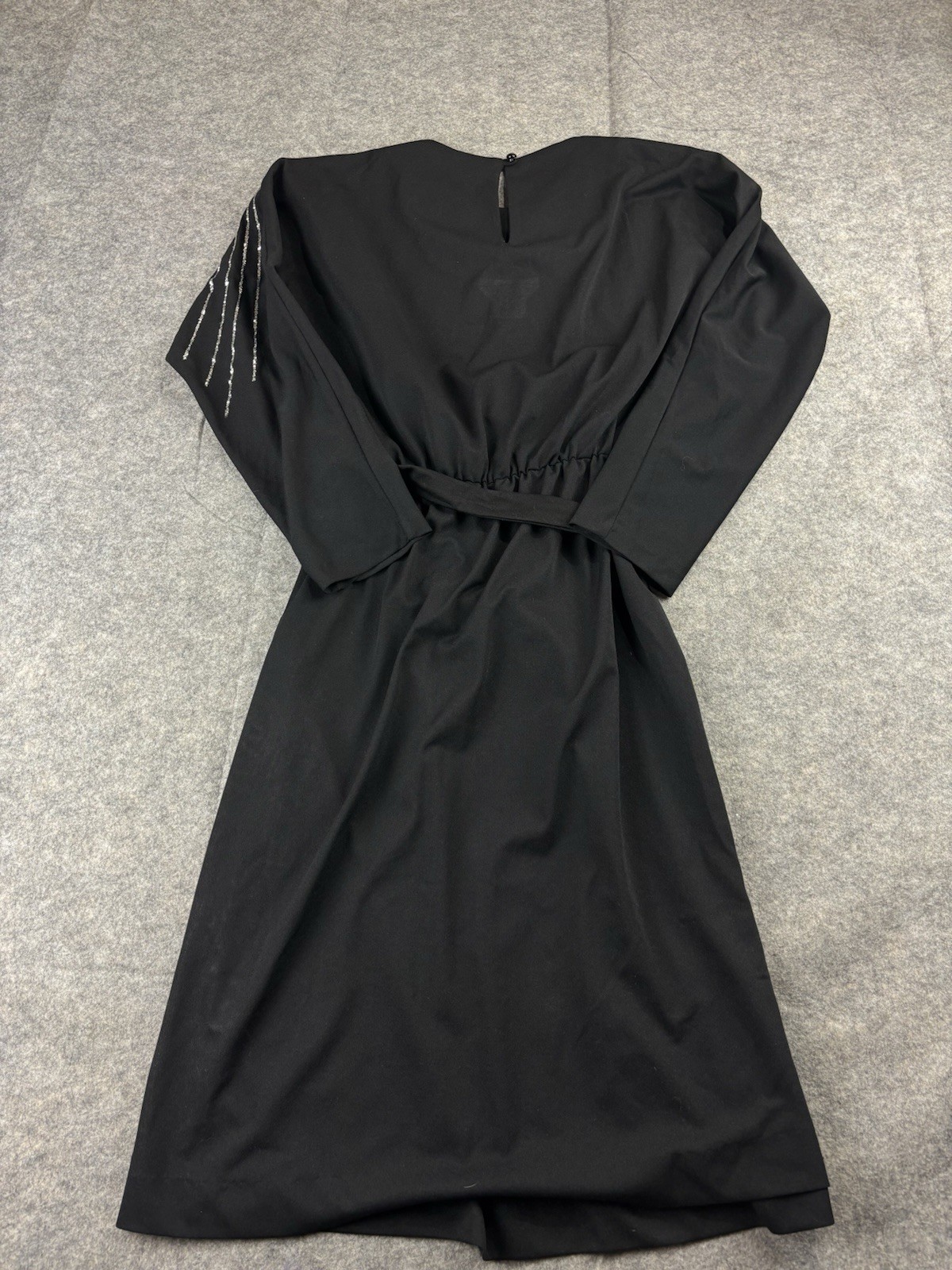 1970s VTG Sears Women’s 14P Disco Dress Glitter Starburst Belted Batwing Dress