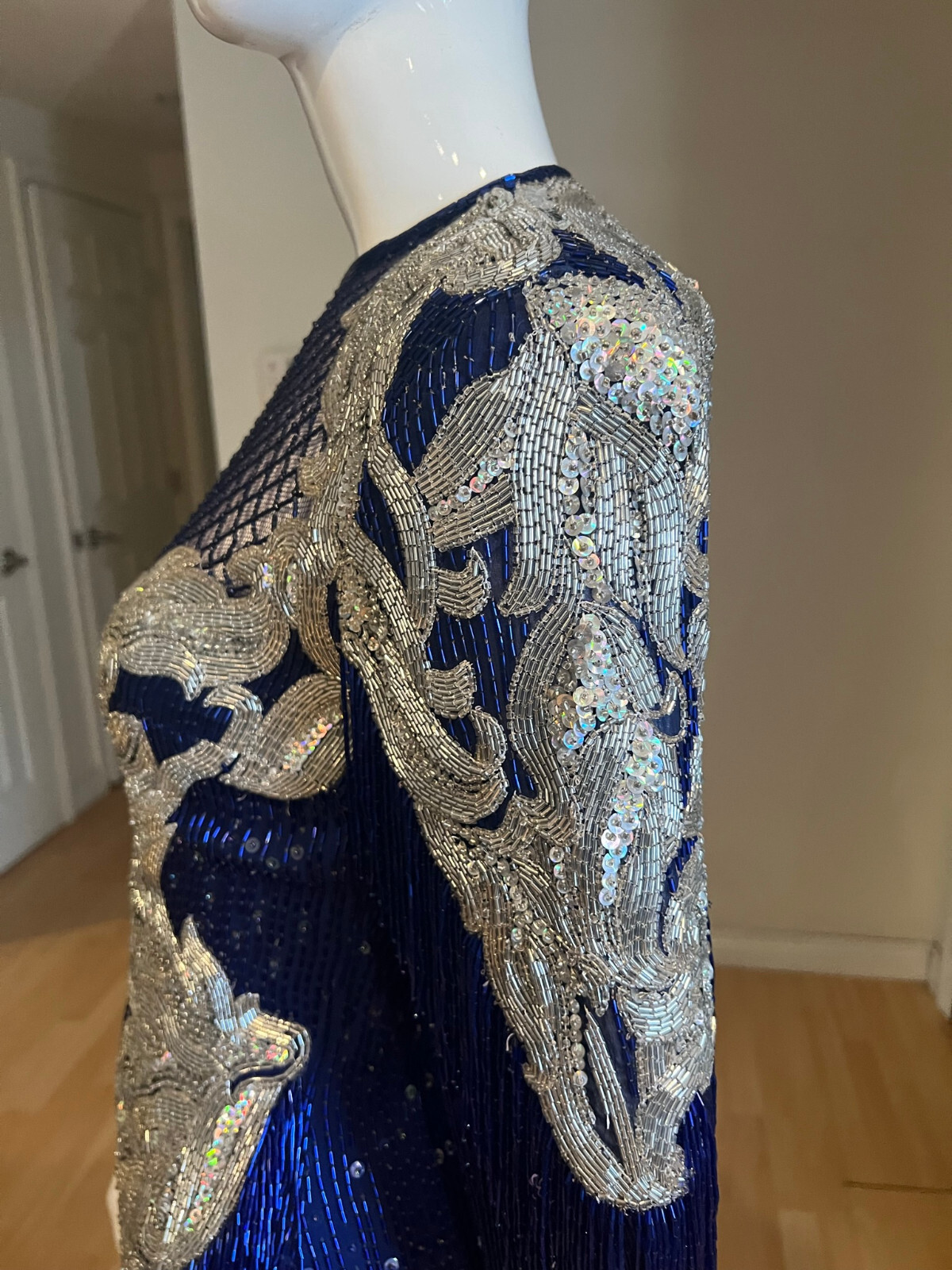 80’S VINTAGE NAEEM KHAN RIAZEE X LILLIE RUBIN EMBELLISHED BEADED GOWN SZ S SMALL