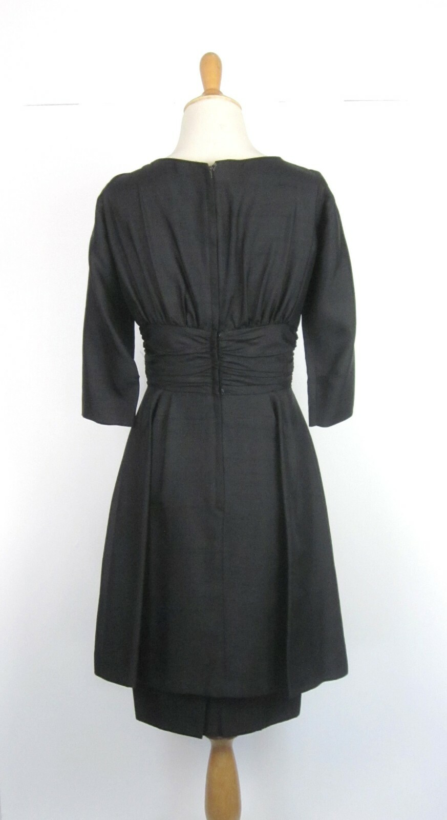 Vtg 50s Miss Elliette New Look Dress Fit & Flare Silk Shantung Layered Skirt