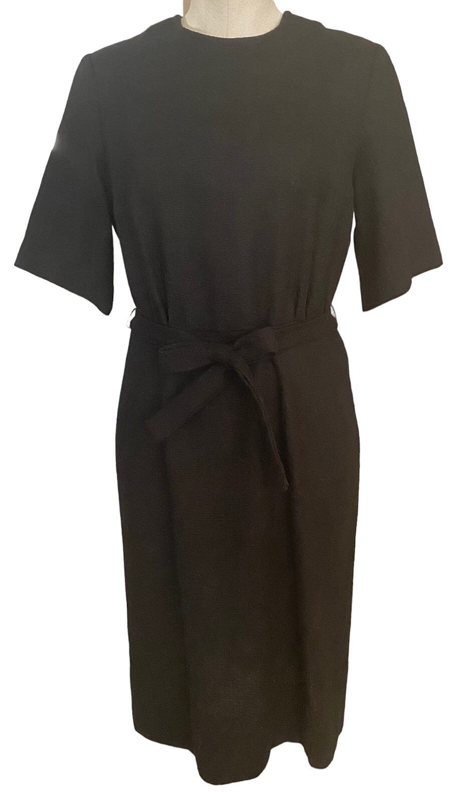 Vtg Gallant California 100% Wool Sheath Dress Short Sleeves Belt Mad Men Sz 14.5