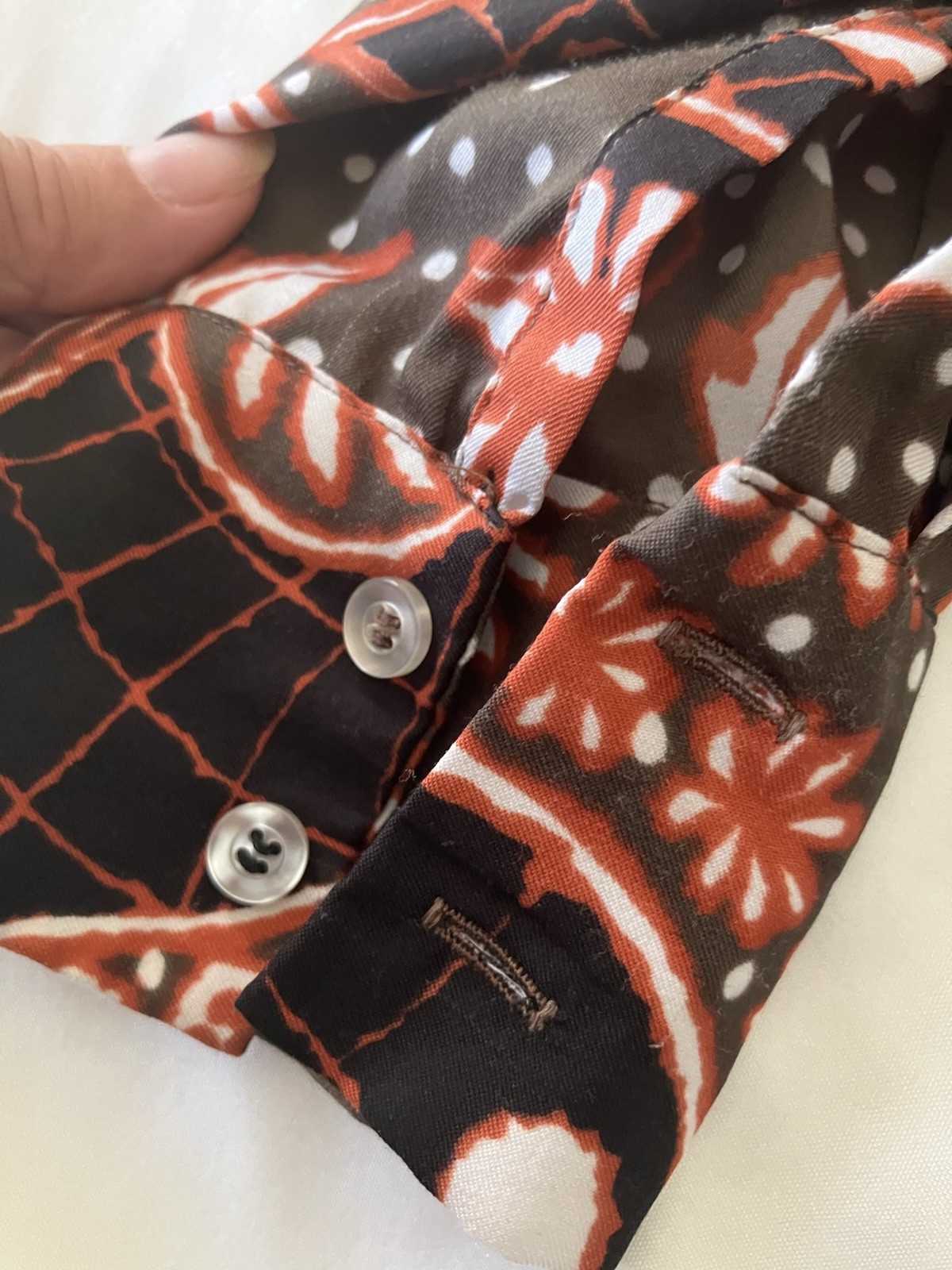 Vintage Lady Arrow 70s Floral Polyester Blouse Brown Rust Mod Hippie Disco