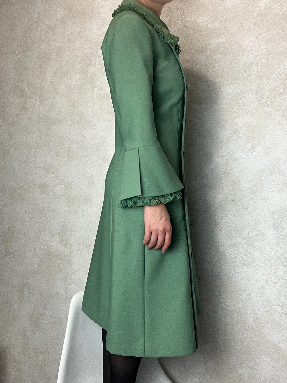 Vintage 60s/70s Ann Michael London Designer Dress Green size UK 14 US 12 M