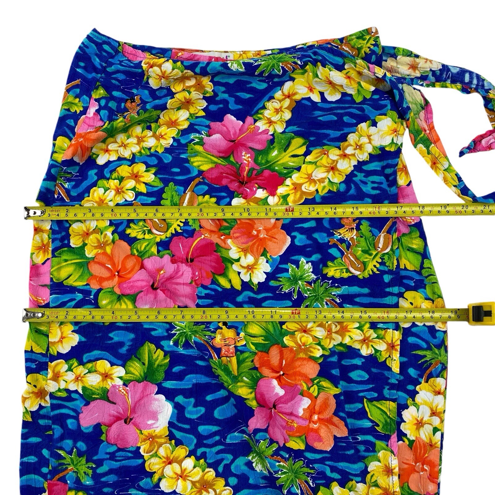 Vintage JAMS WORLD Tropical Hawaiian Hula Dancer Rayon Wrap Skirt Large USA