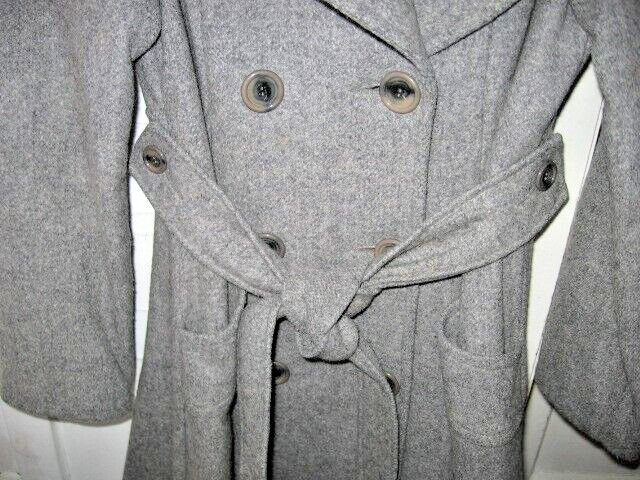 VINTAGE 1970 GRAY WOOL PRINCESS STYLE HOODED BELTED FLARE COAT – SEARS FASHION