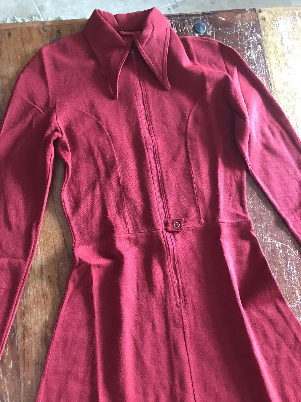 VINTAGE RARE 1970’s Alvin Duskin designer long crimson red knit dress quality
