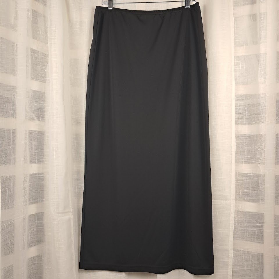 Vintage 90s Lord & Taylor Lg Black Long Half Slip Maxi Column Skirt Minimalist
