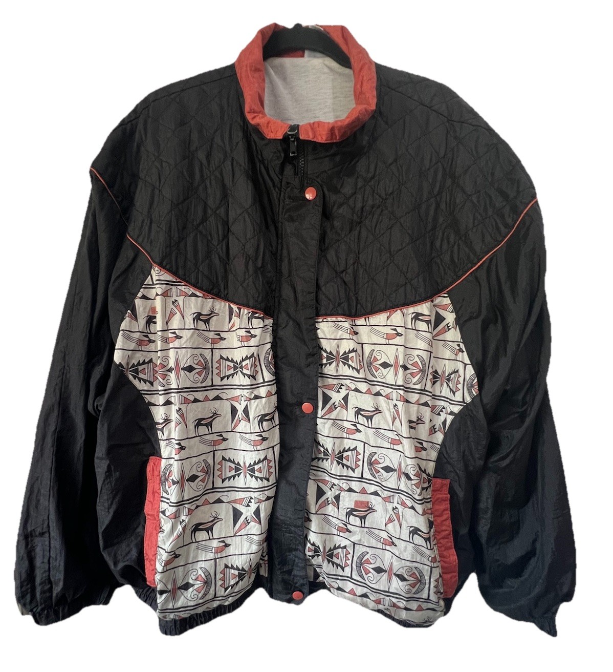 Pro Spirit VTG 90s Windbreaker Jacket Aztec Tribal Print Nylon Plus 2X