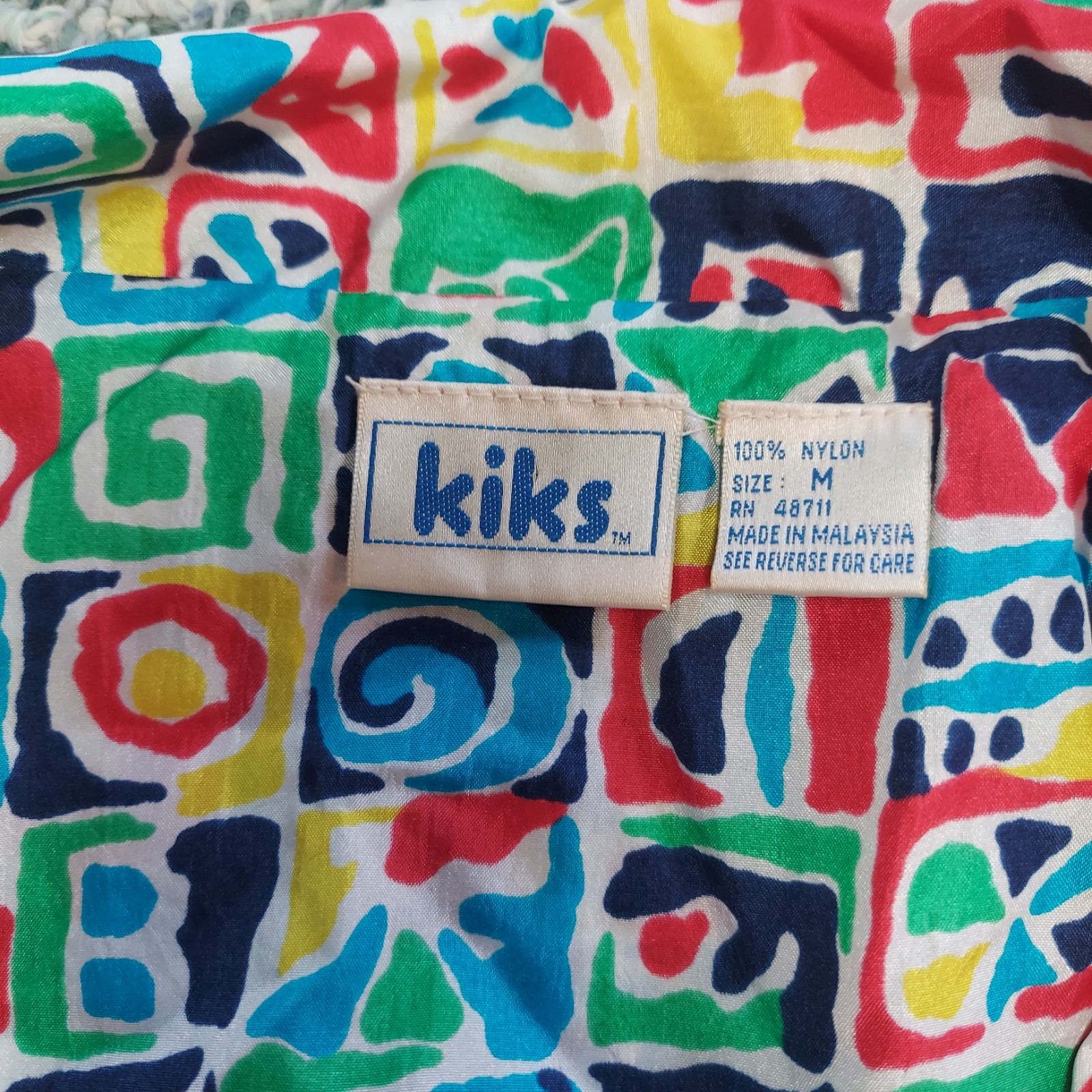 Kiks Vintage Windbreaker With A Colorful Crazy Abstract Pattern Zip-Up Medium