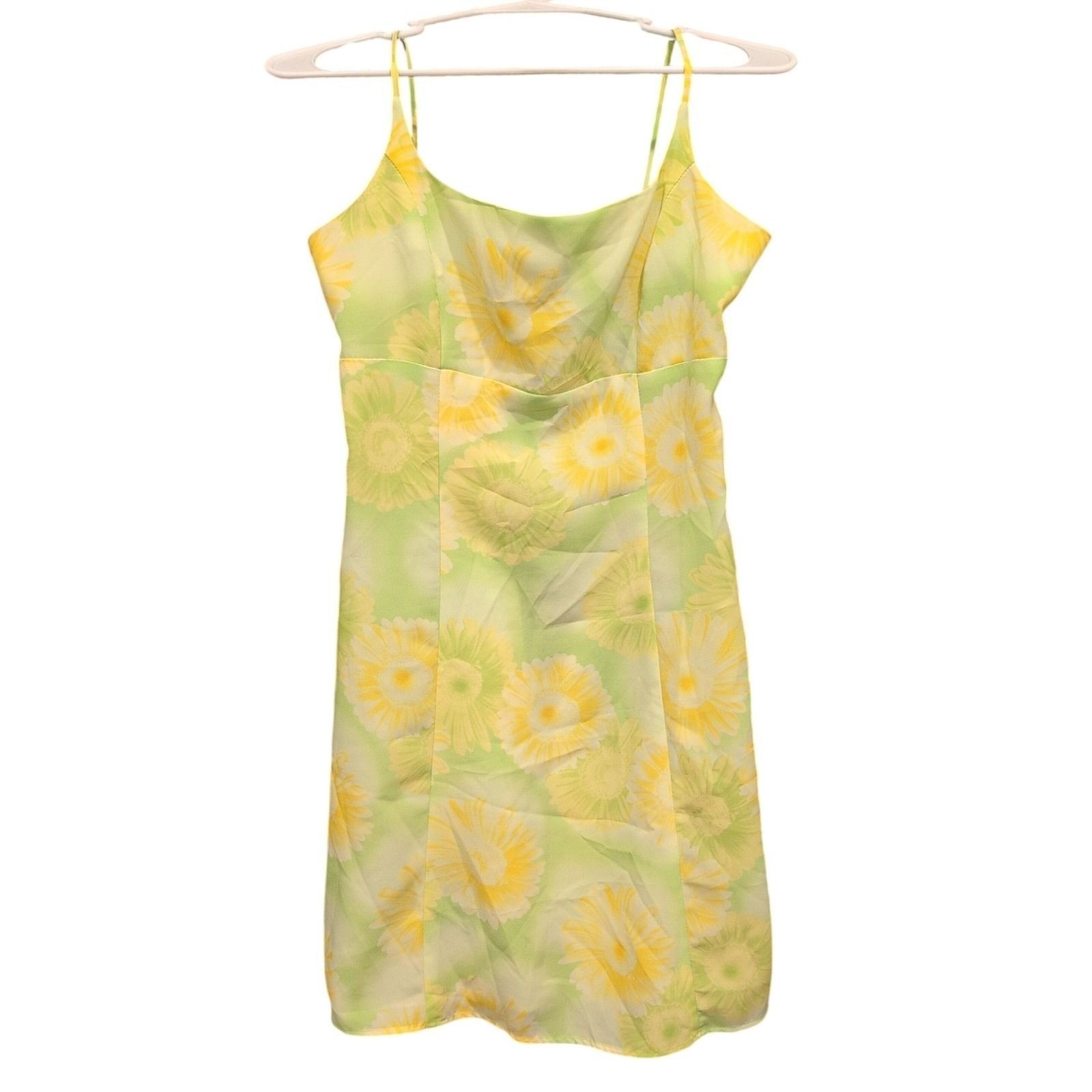 VINTAGE Y2K BABY DOLL DRESS FLORAL HIPPIE SIZE 9/10 MADE IN USA Yellow Hippie