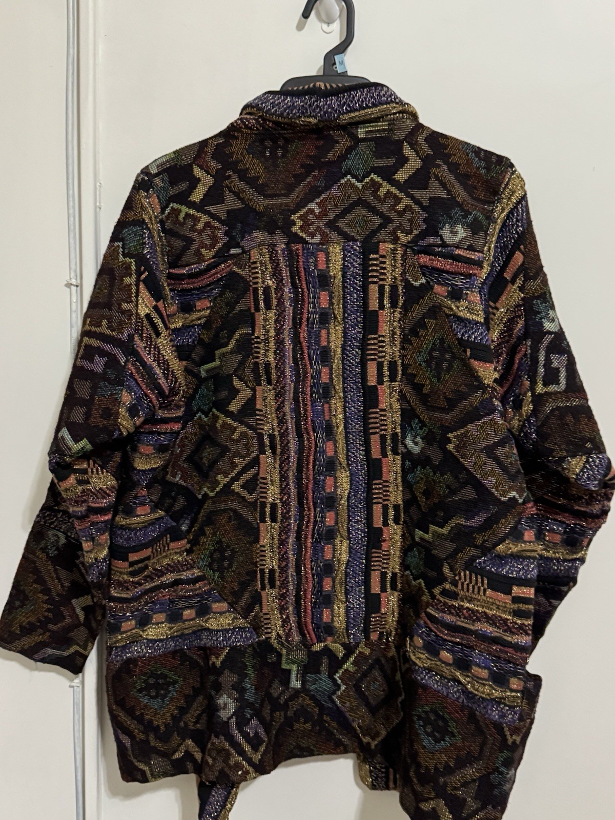 Vintage THE ICING 90s Patterned 3D net Sweater Jacket Coogi Style size M Y2K