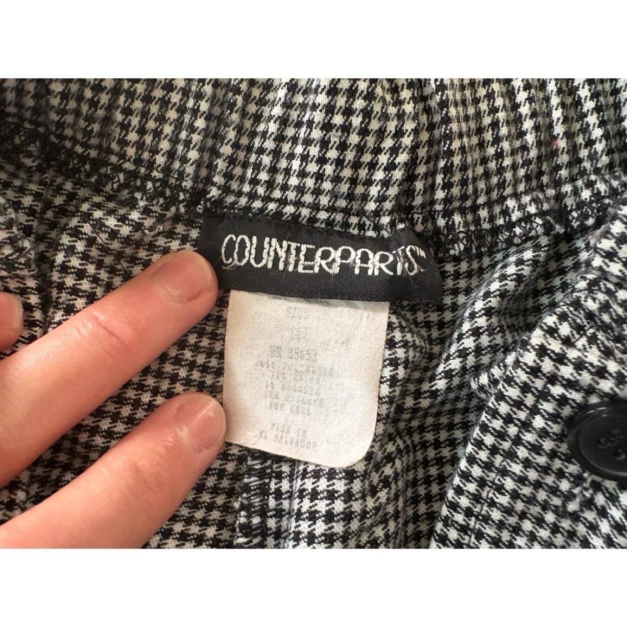 Vtg White And Black Houndstooth Stirrup Pants 14 80s 90s Pleated Work Office