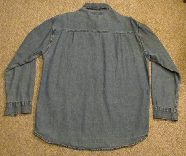 Vintage Passports Blue Denim Shirt Jacket Medium, Embroidered Floral