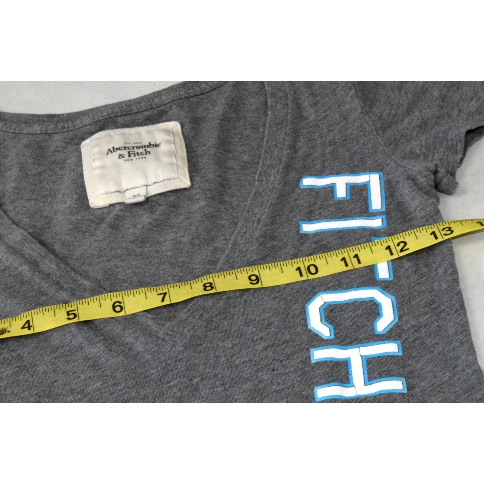 Vintage T-Shirt Abercrombie & Fitch Size XS Y2K Gray Ultra Low V Neck Moose 1892