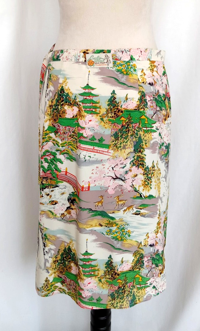 Vtg 80s Lucky Beach Hula Wear Paradise Found Hawaiian Wrap Skirt Sz M Hong Kong