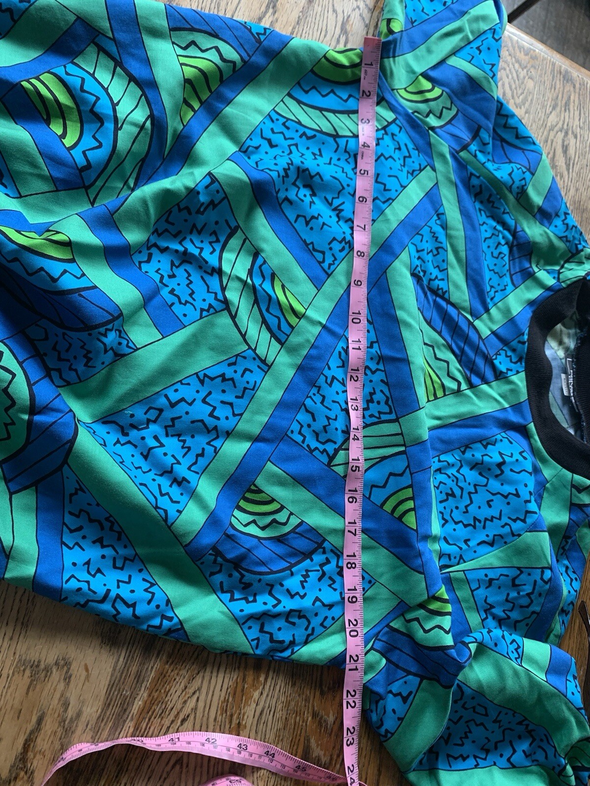 Vtg 80s Private Club Top Skirt Set Multicolor Lg Green Blue Rayon Retro