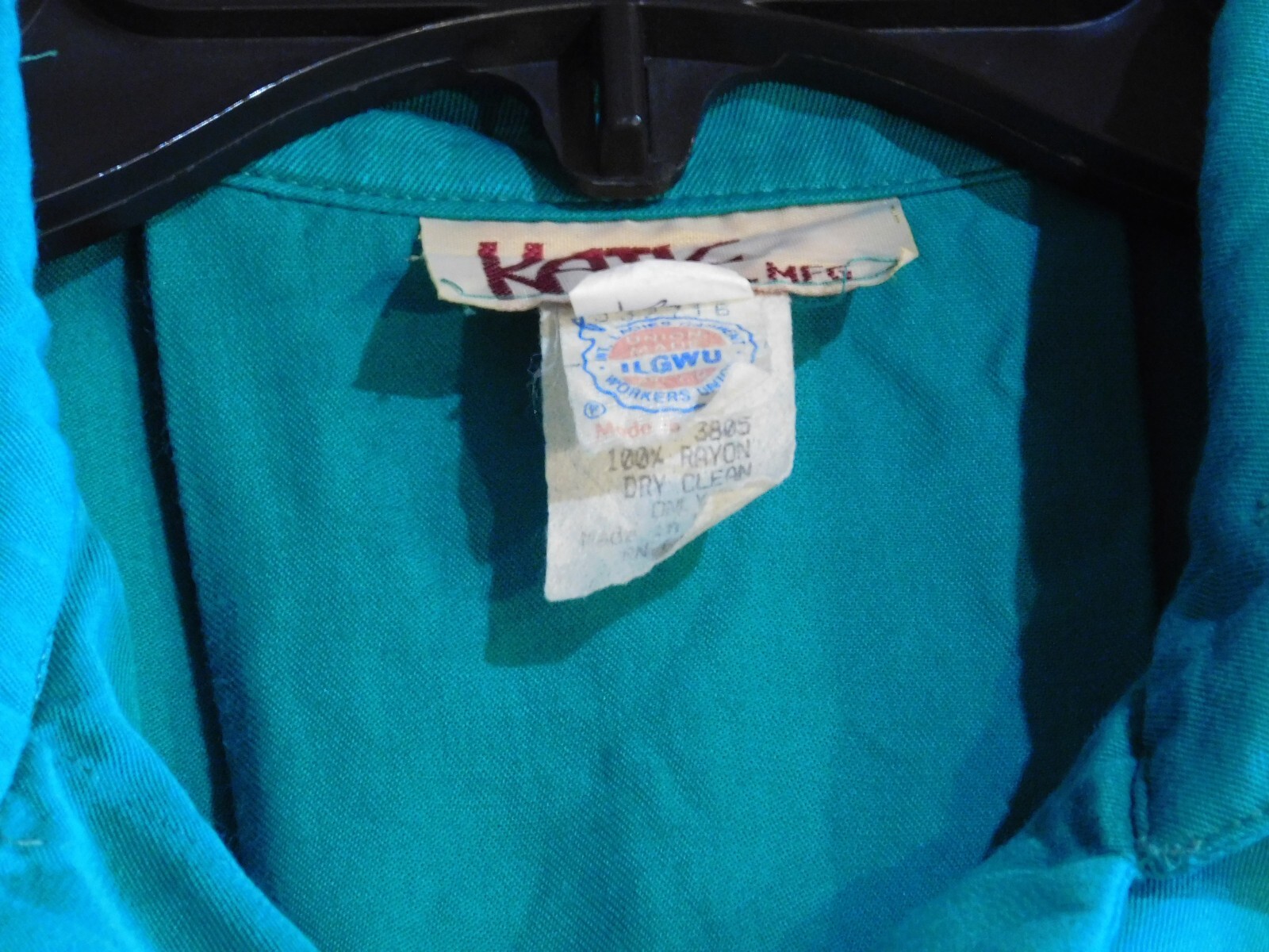 Vintage Katie MFG Size 7 8 Green Buttonfront Union Made USA 1980s Womens Dress