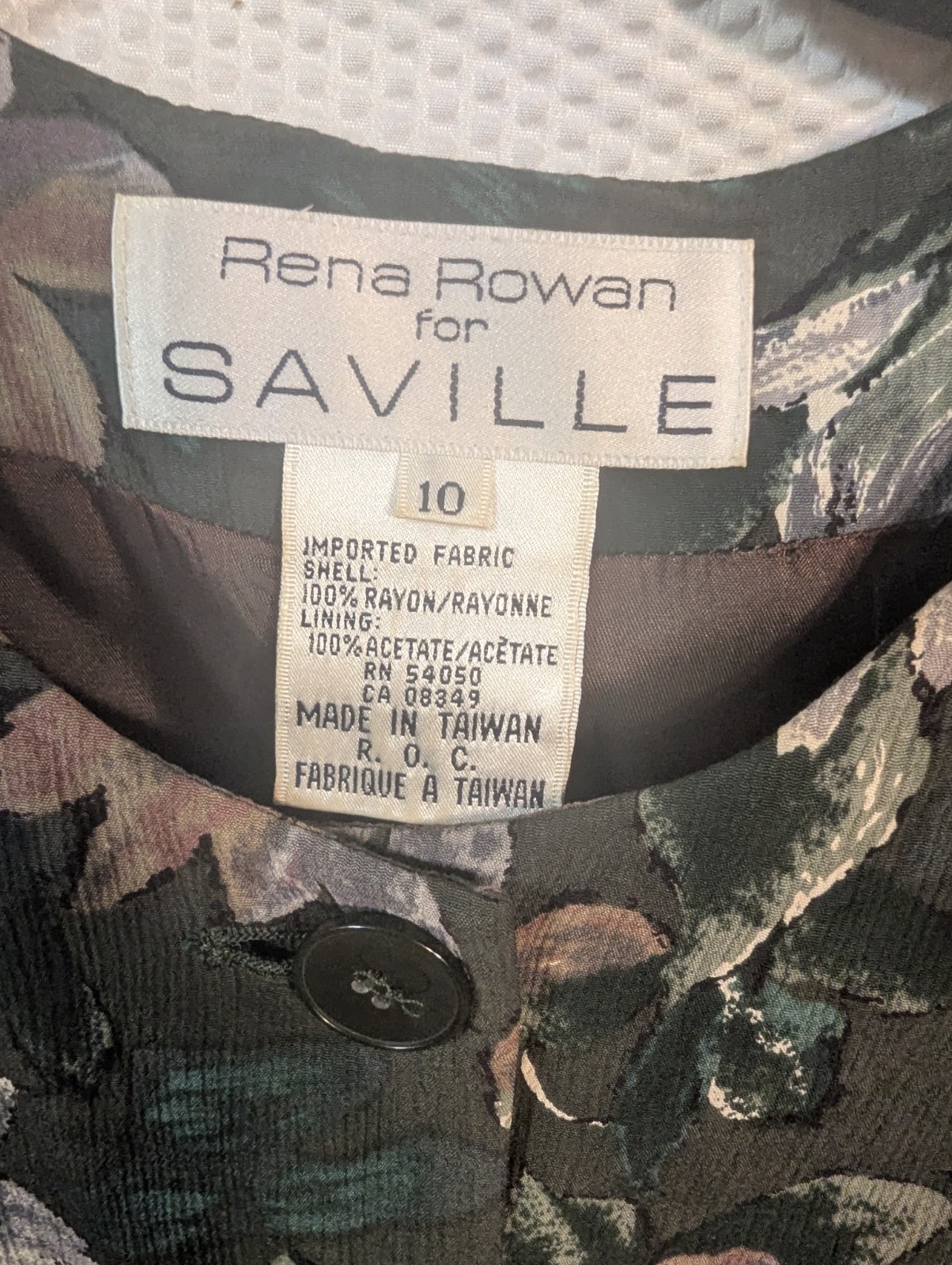 Vintage 80s 90s Rena Rowan For Saville Size 10 Floral Jacket Blazer Button Down