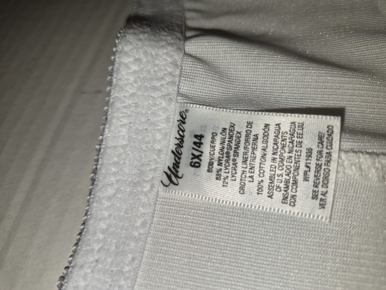 Vtg Underscore Triple Front Support. White, SZ 6X/44. 80%Nylon/20% Spandex. NWOT