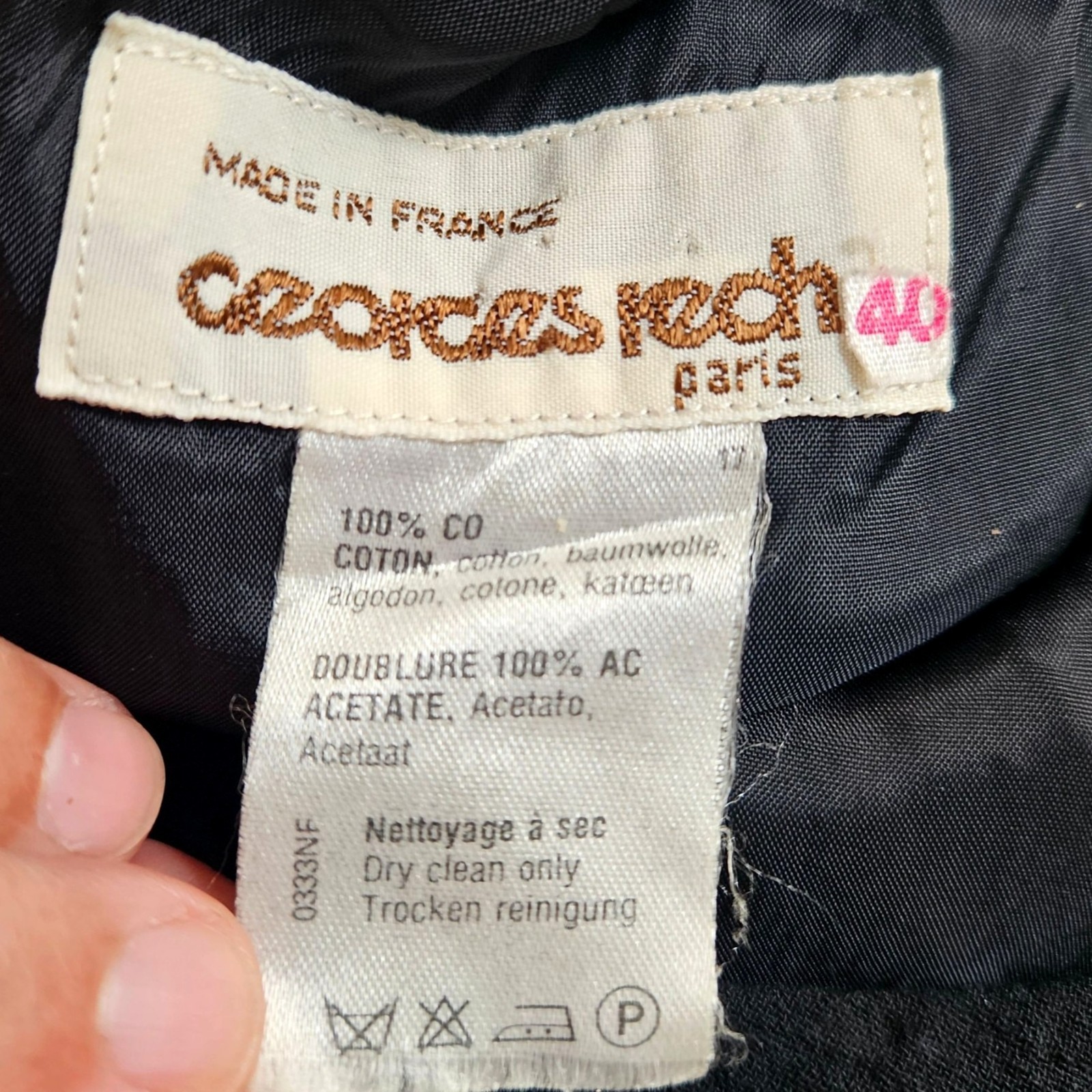 Vintage 80s Georges Rech Paris Black Cotton One Shoulder Dress Rosette Small