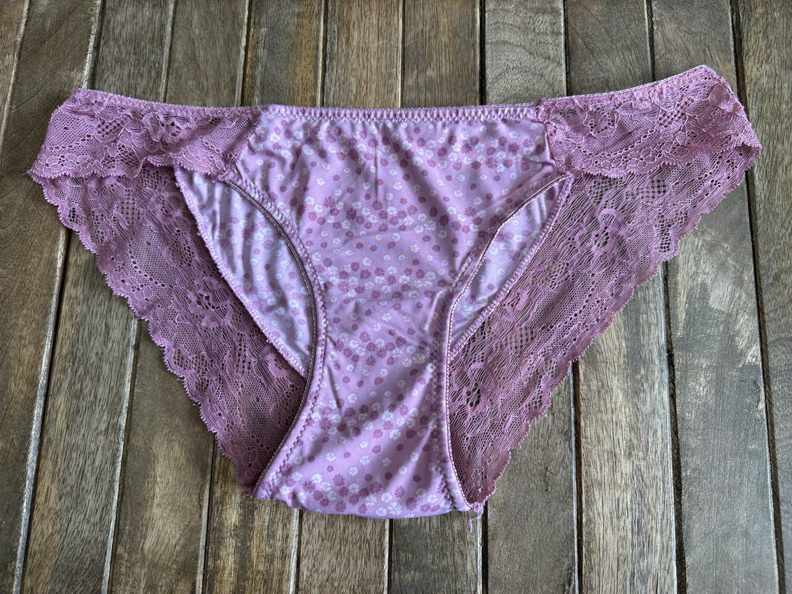 Vtg Jessica Simpson M Mauve Floral Lacy Hiphugger Bikini Panties