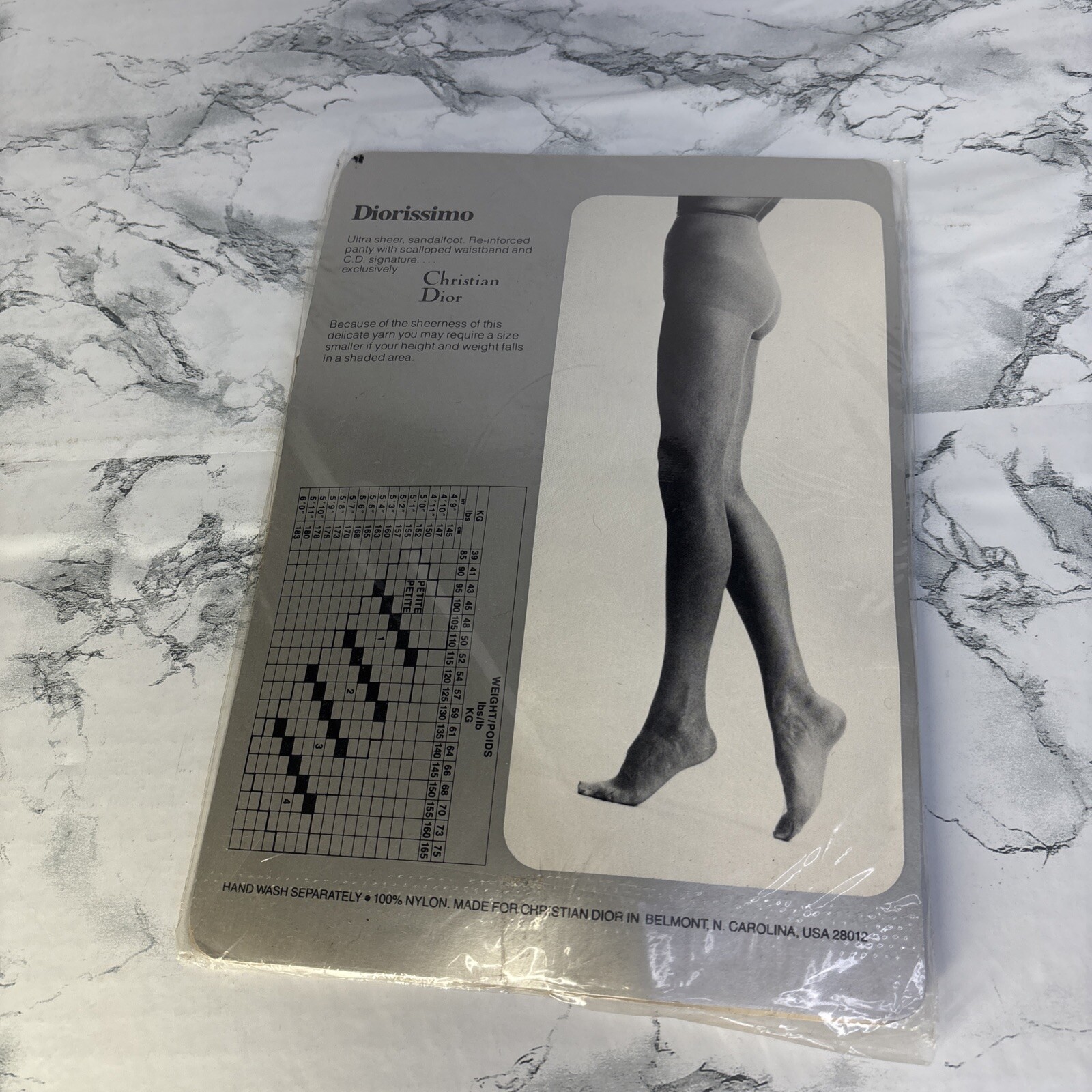 VINTAGE CHRISTIAN DIOR PANTYHOSE SIZE 4 ULTRASHEER DIORISSIMO creme crepe 4443