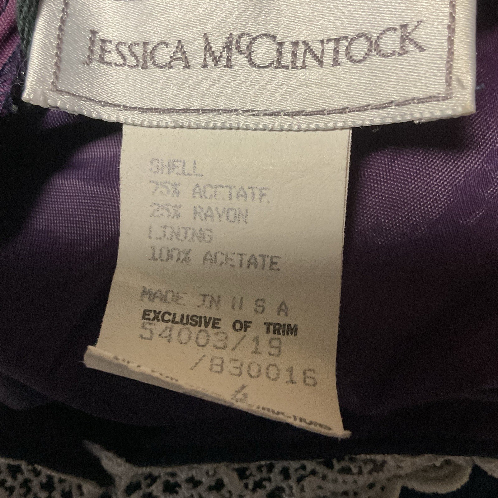 VTG Jessica McClintock Victorian Dress 70s Sapphire Damask Lace Tea Prom READ
