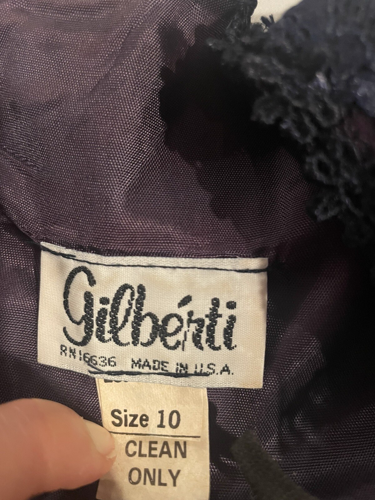 GILBERTI Victorian Vintage Navy Lace Dress 10 M L Goth Flapper 80s Midi Formal