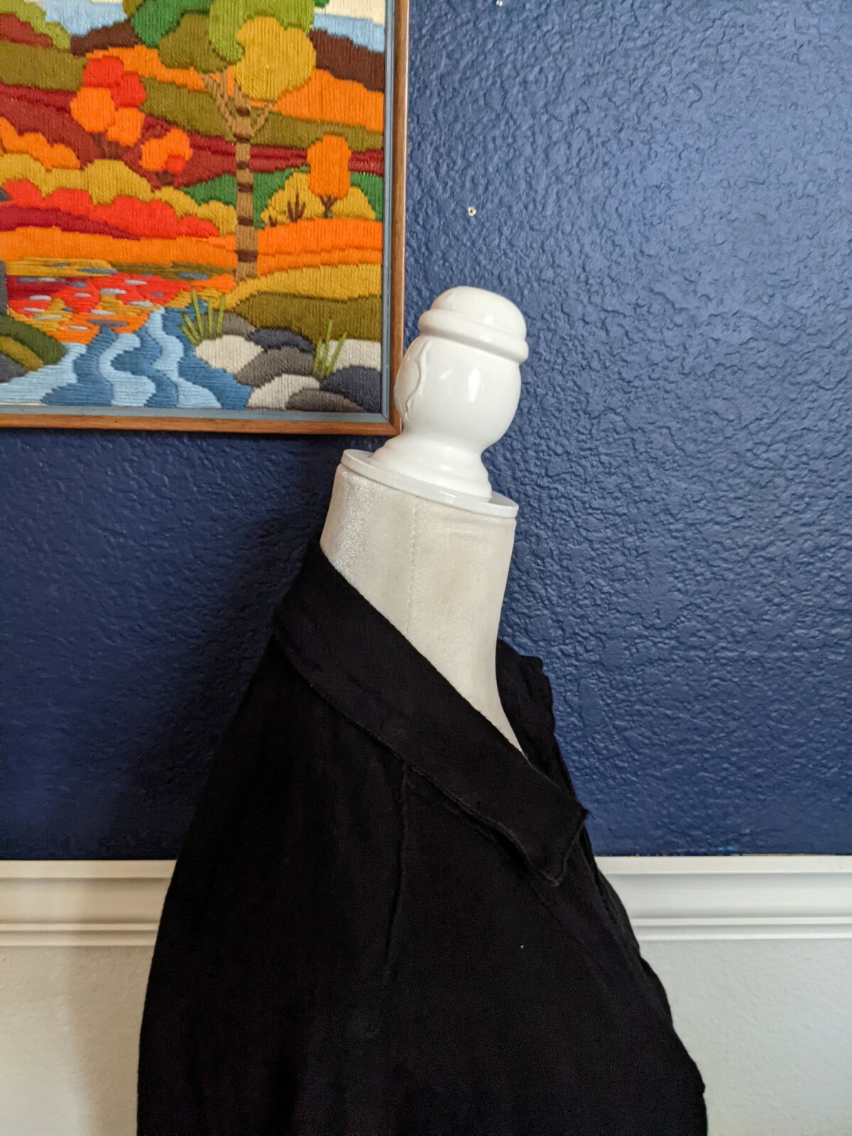VTG Sea Breeze of California Black Shirt Crinkle 100% Cotton Sz XS Extra Small