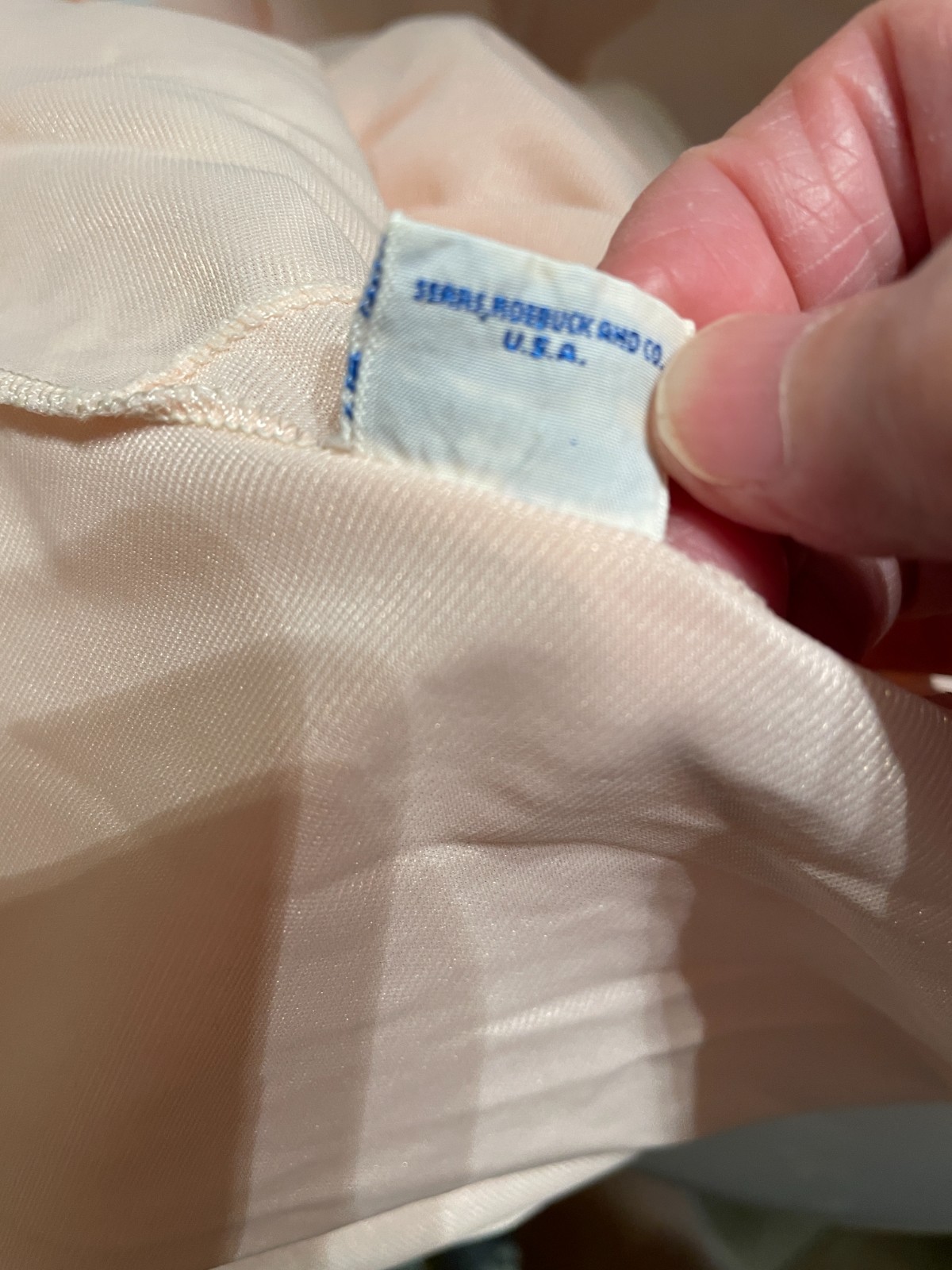 Vintage Sears Roebuck Charmode Nylon Nightgown PEACH Lace Detail Size 32