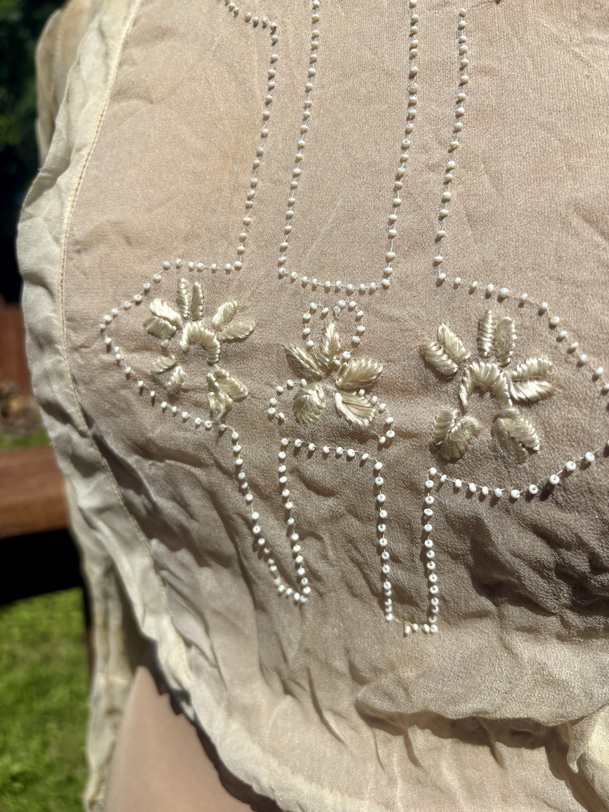 ✨ Antique 1907 Edwardian Sheer Blouse Beaded Embroidery Sailor Collar RARE gem