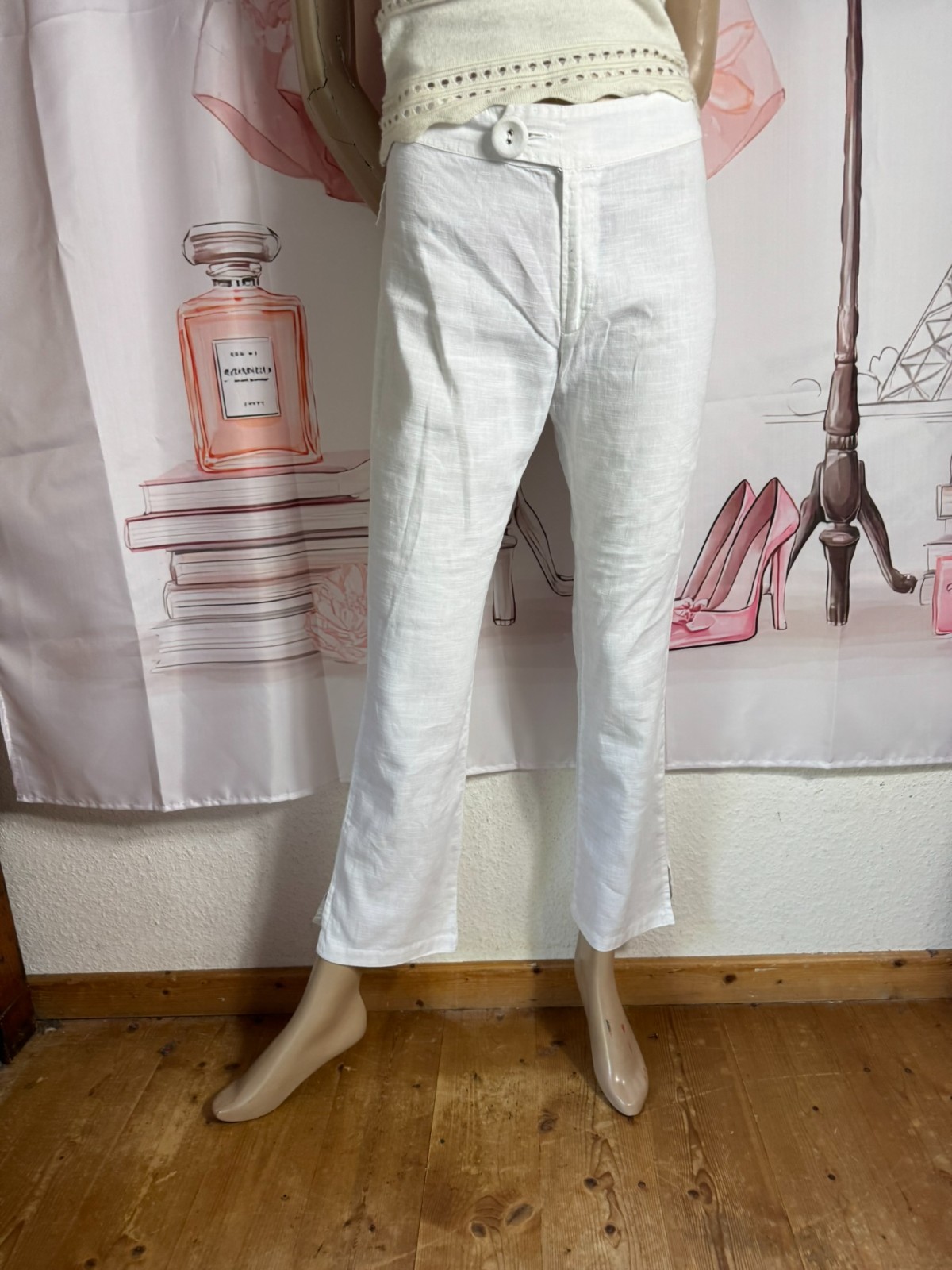 Hemp Pants KristenseN DU NORD Y2K White 34 36 Made in Italy Bootcut Luxury