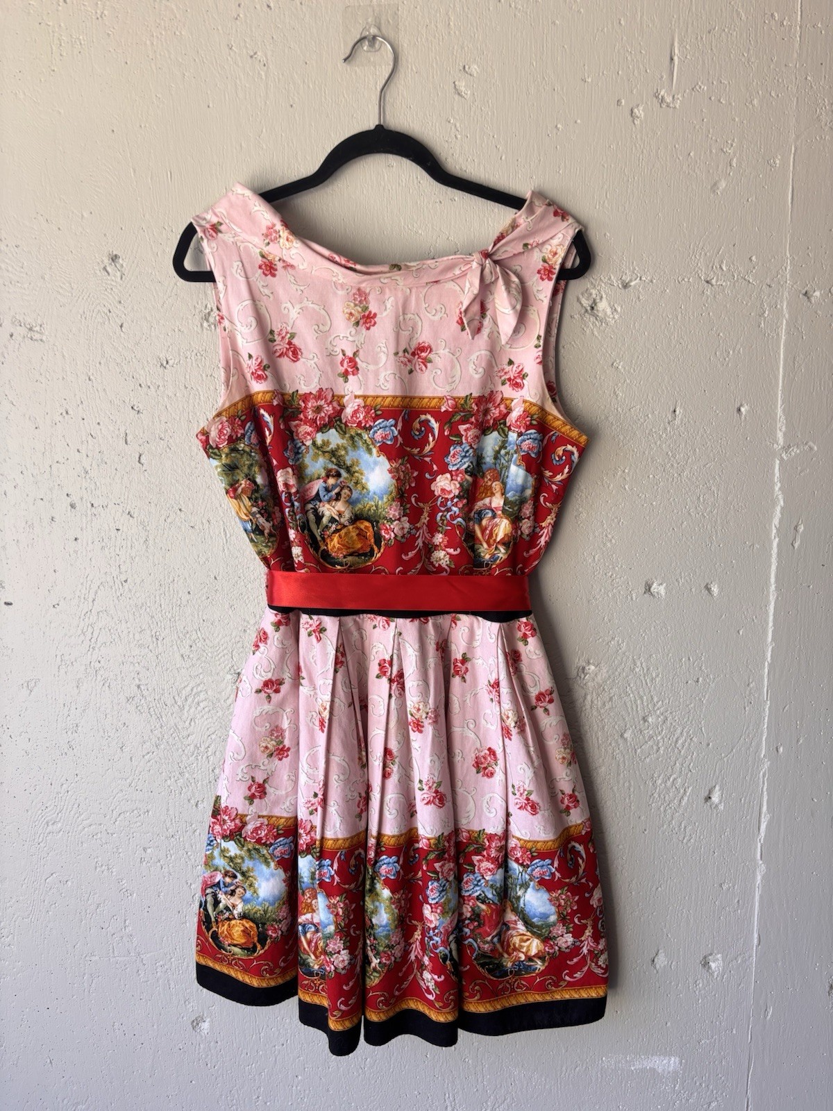 Bernie Dexter Women’s XL Dress Pin Up Fit Flare Renaissance Romance Manor Print