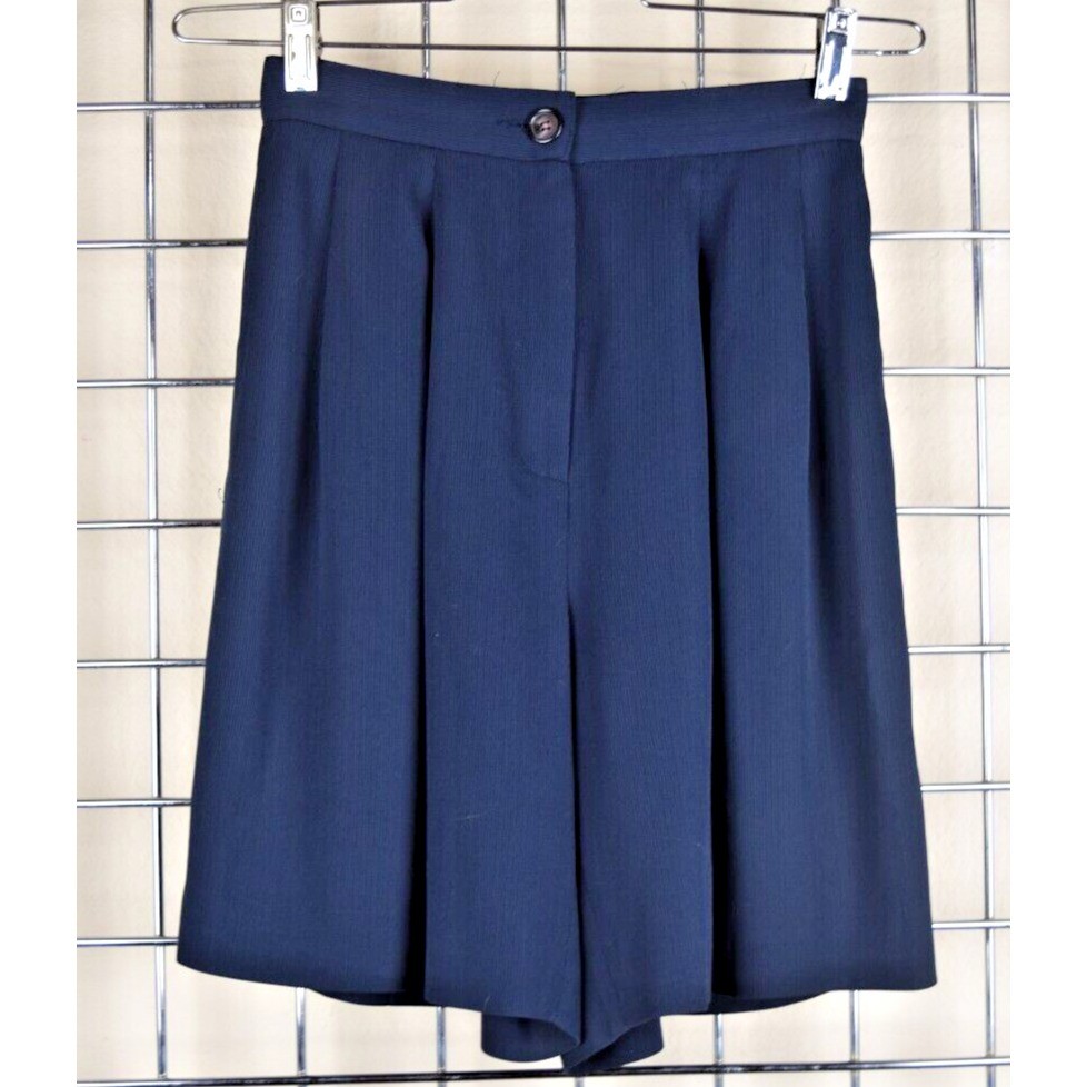 Vintage Pleated Shorts Garfield & Marks Size 2 90s Navy Blue High Waist