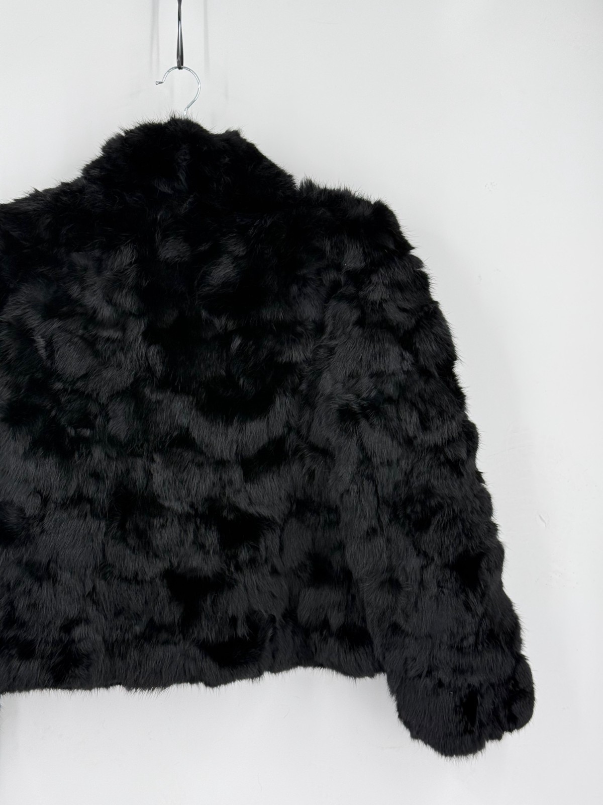 Vintage 1980s Sergio Valente Black Genuine Rabbit Fur Coat Women’s Size Medium
