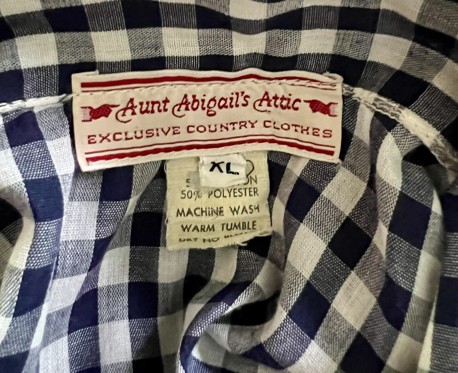 Vintage AUNT ABIGAIL’S ATTIC Exclusive Country Clothes Check Button Blouse XL