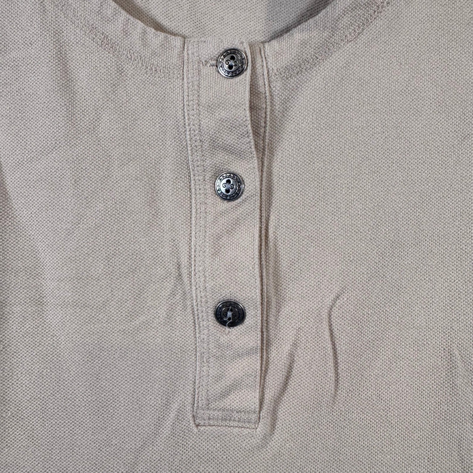Vtg Henley Jumper Dress Womens XL Pique Knit Pocket Tan Utility Teacher 90s Maxi
