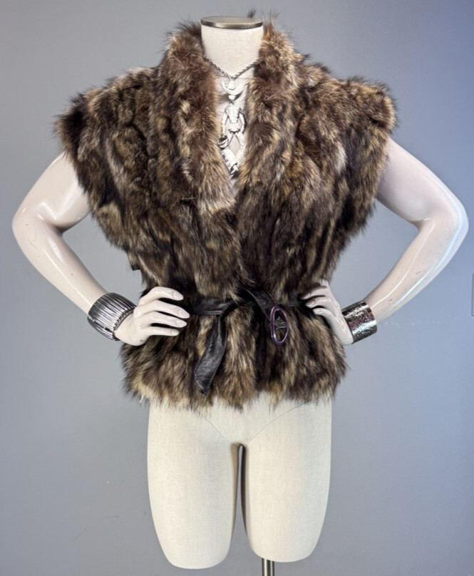 Vtg 80s RACCOON Fur Vest Jacket Original Retail Tag HENRY’S WICHITA nos nwt