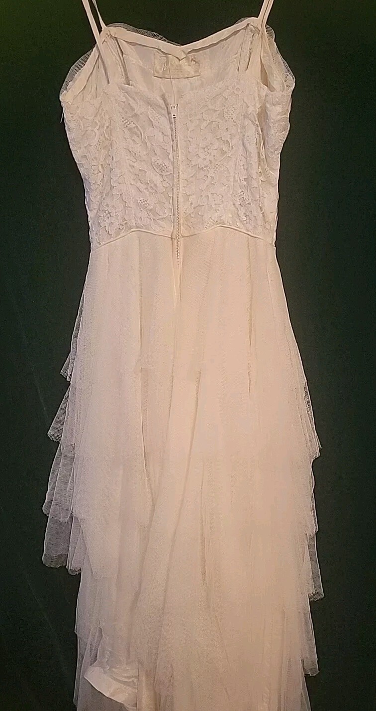 Real Vintage 50s Party Dress Corset Tulle Cream 32 XS