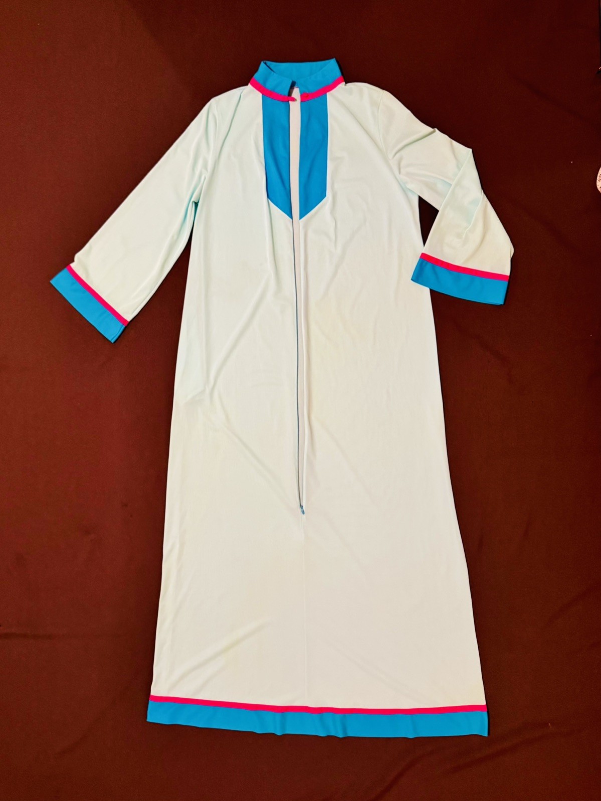 Vtg 60/70s Mod Gossard Artemis Robe Loungewear Aqua Pink turquoise SzM