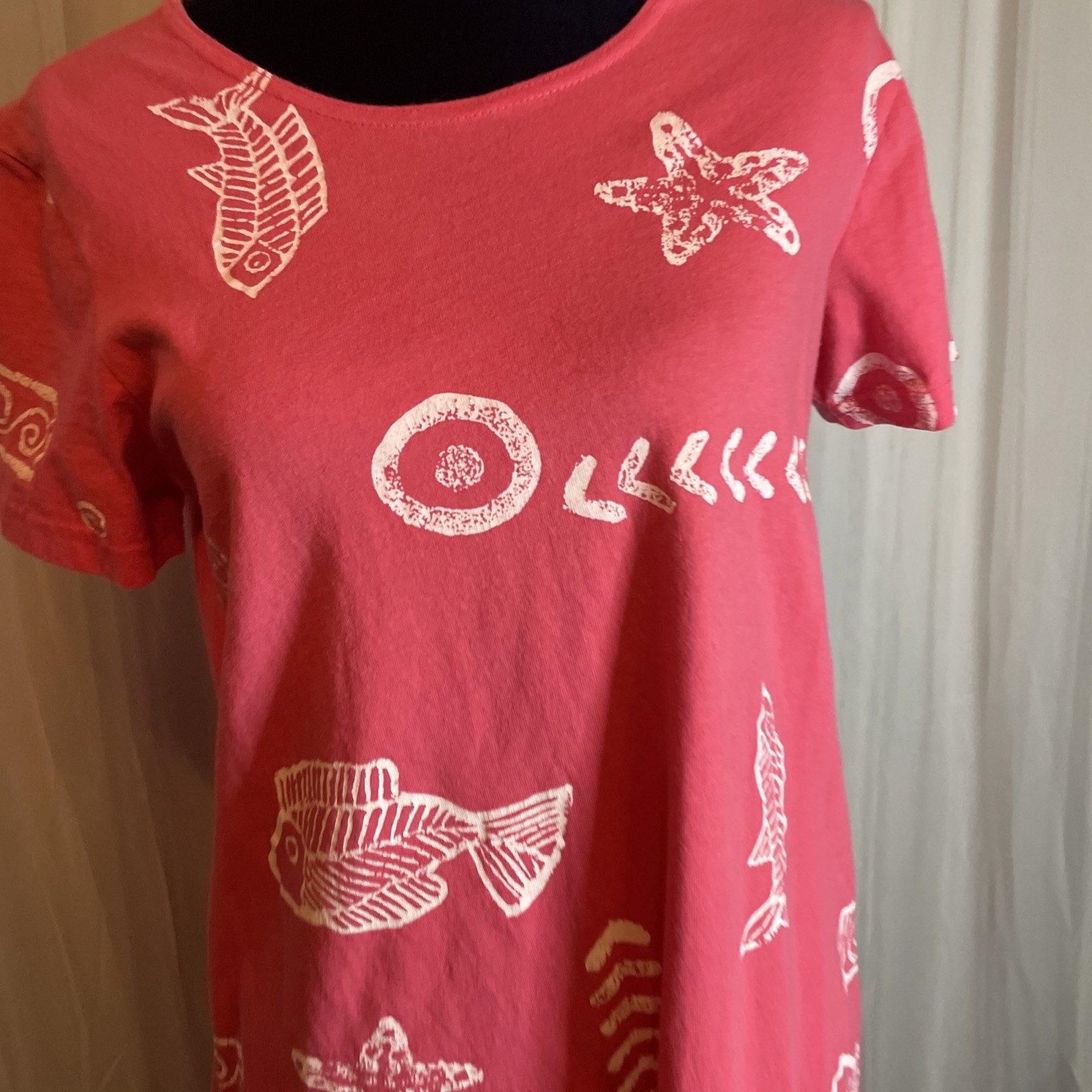 Vintage Womens Size Large 90s Stretchy Up Fish Sea Red Dress Sassy Brand