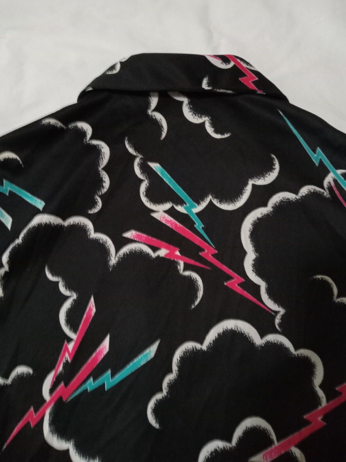 True Vintage Lightning Bolt Cloud Black Pink Turquoise White Abstract Poly Women