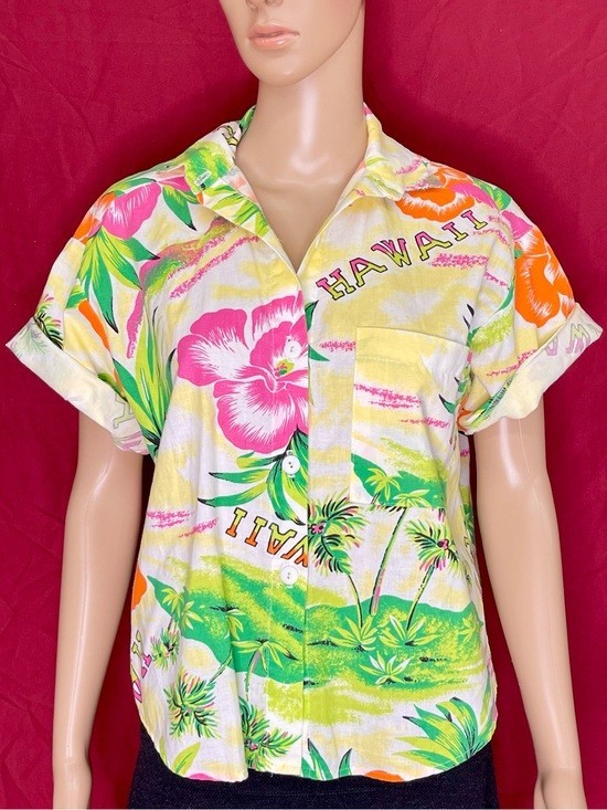 Vintage Totally 80s Judy Knapp California Hawaiian Button Front Shirt Large