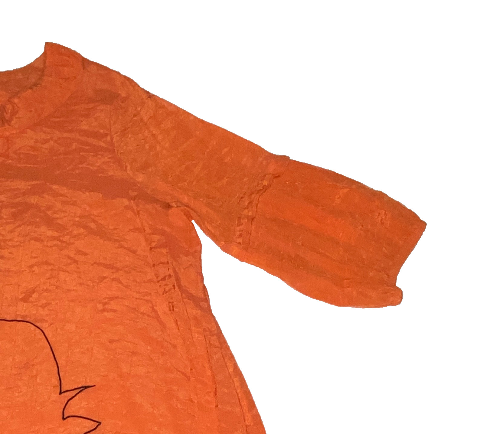 Vtg Artsy Blouse Large Orange Top Whimsical Bird Crystals Gauzy Rayon Korean m