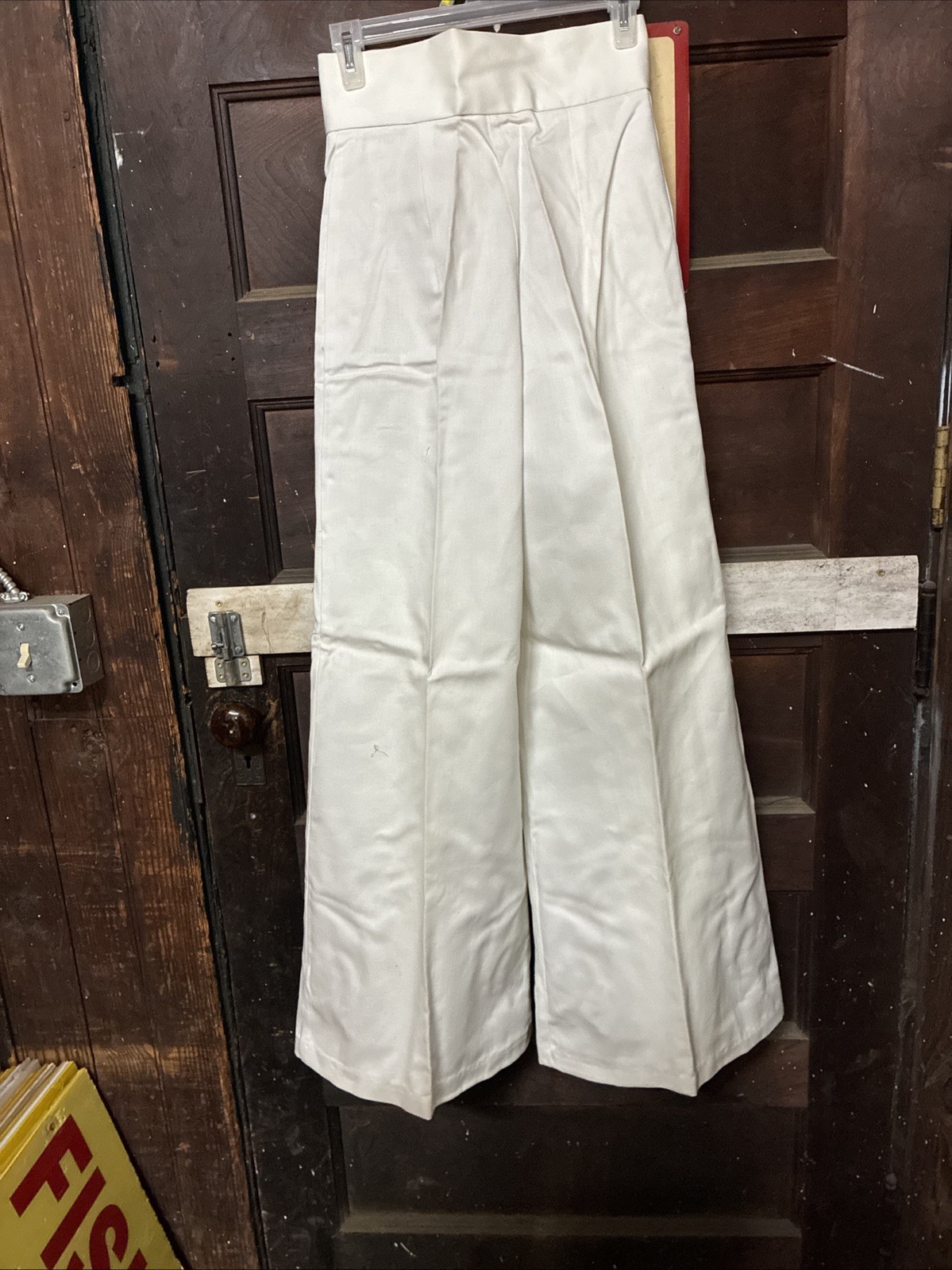 Vintage 1950s Junior’s by Vassar White Bell Bottom Pants w/Silver Buttons size 8