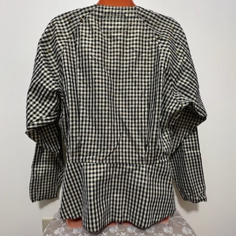 Vintage Opal Hot Property Gingham Metallic Gold Studded Wrap Blouse Small USA