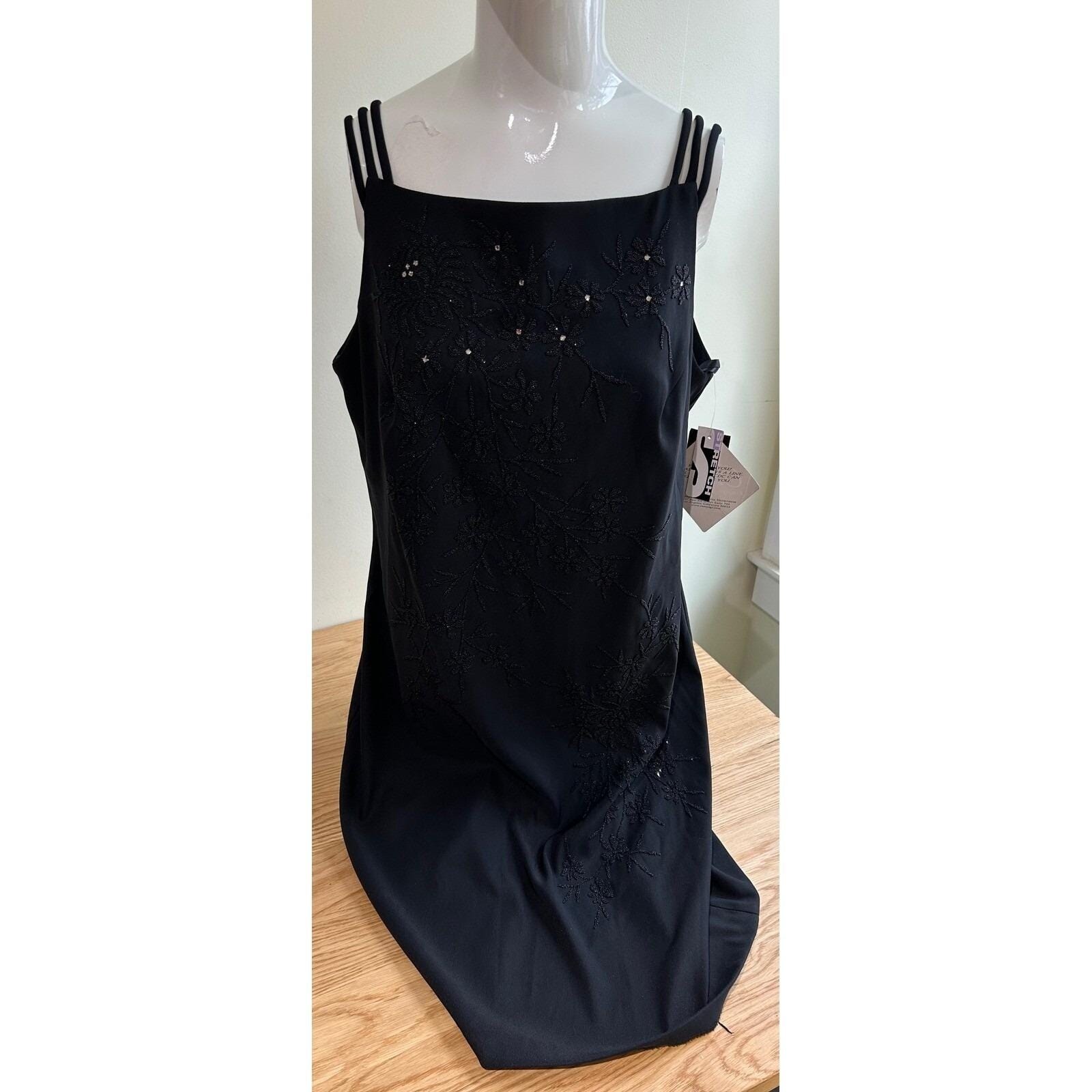 NWT 90s Y2K Rampage CDC Black Sequin Beaded Party Dress USA Square Neck Sz 12