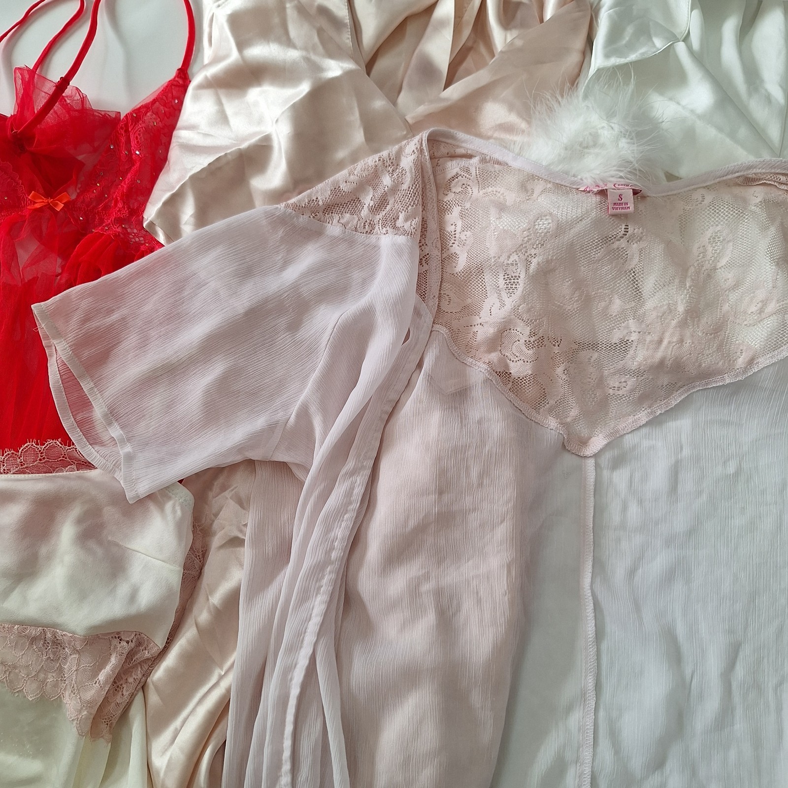 Lot of 8 Victoria Secret Lingerie Pajama Bottoms Shirt Slip Bodysuit BabyDoll