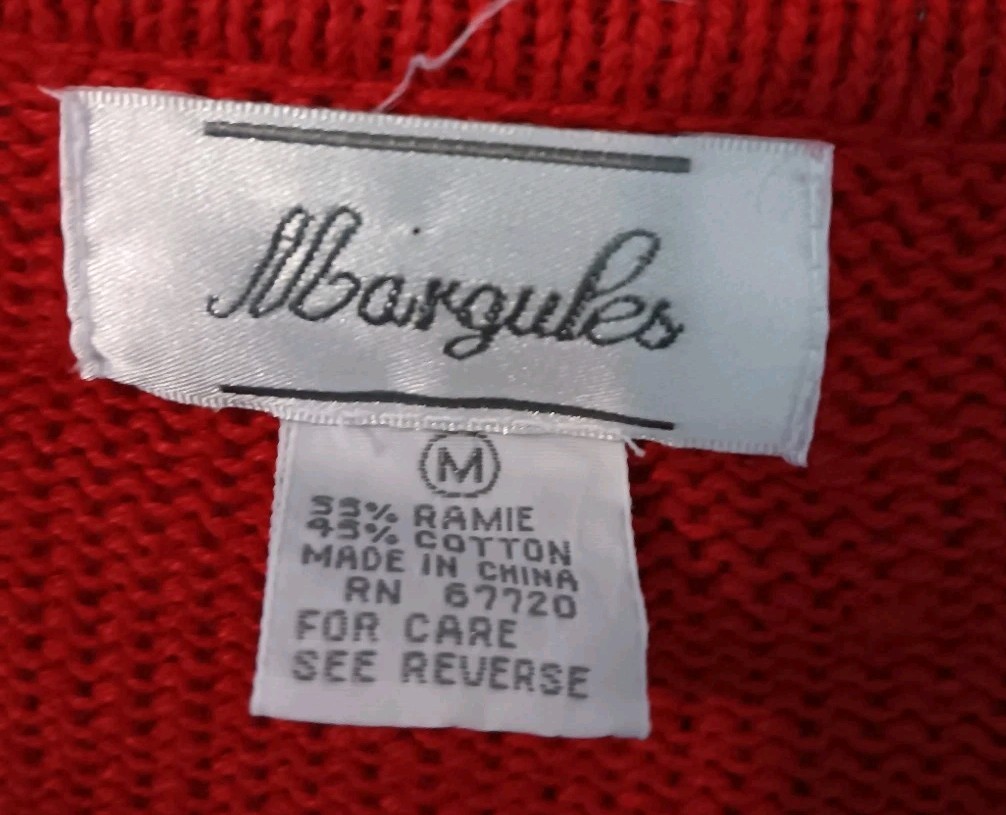 Margules Vintage Sweater Cardigan Medium Shoulder Pads Red Multicolor